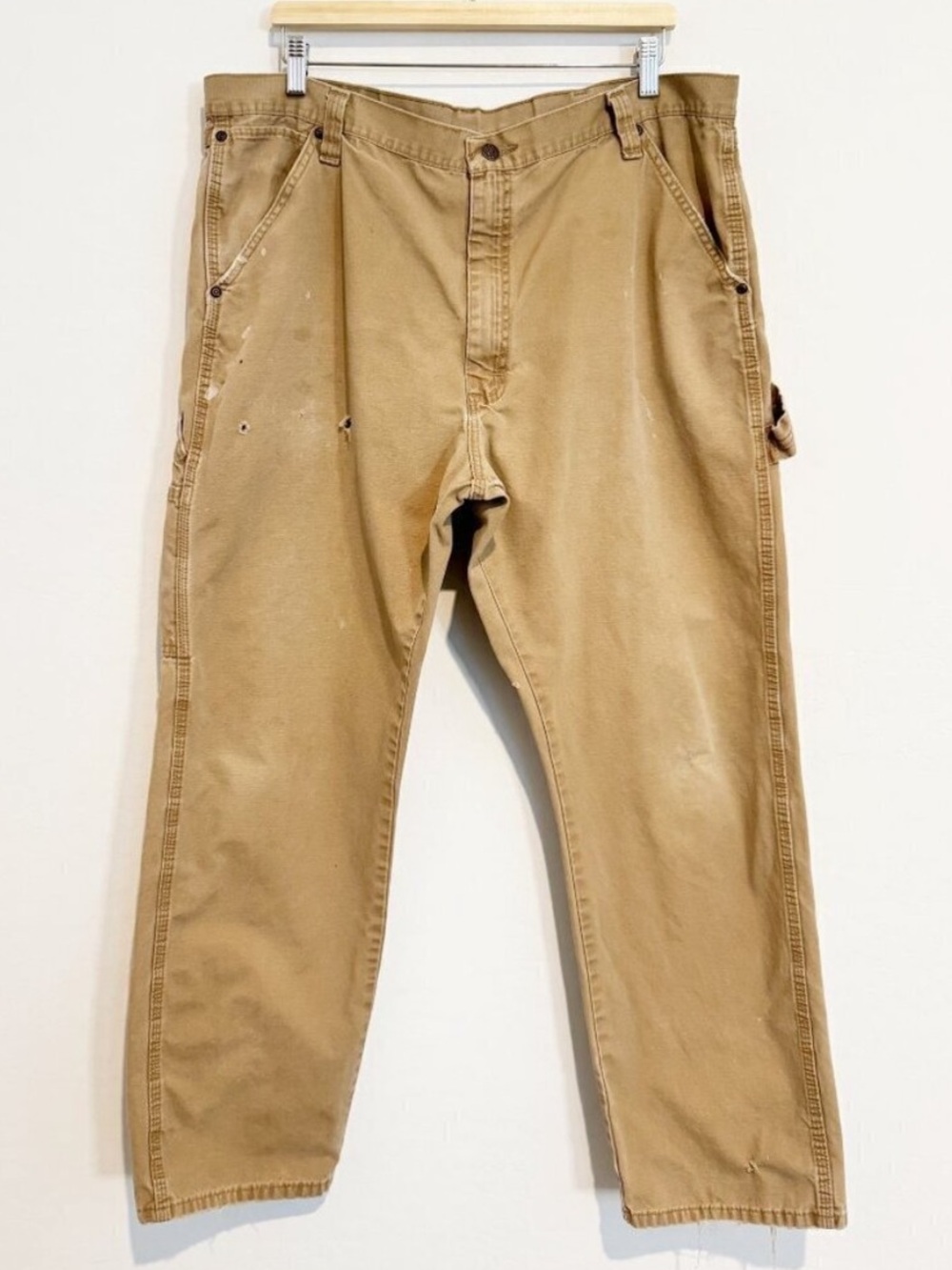 Wrangler Cargo Pants Size 40x32 Tan Khaki Distressed Work Carpenter Gorpcore